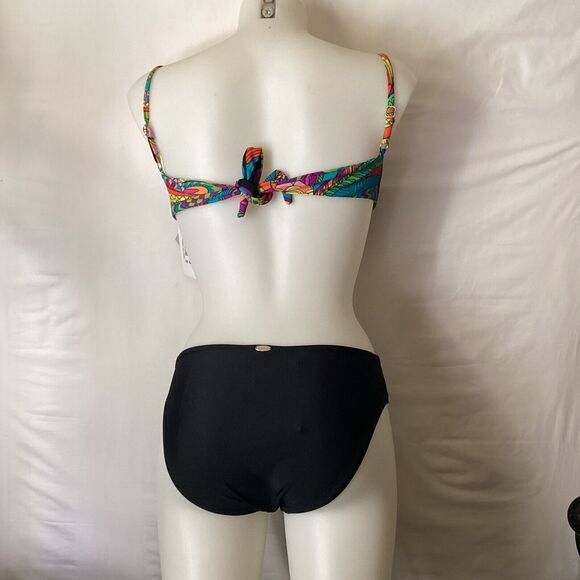 2140 NWT Bikini Bay Funky Feathers U/Wire Padded Tie Back Top w/belted bottom - Picture 2 of 4